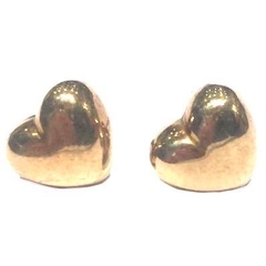 Aros de corazon inflado de plata dorada de 0,8 cm de largo x 1 cm de ancho