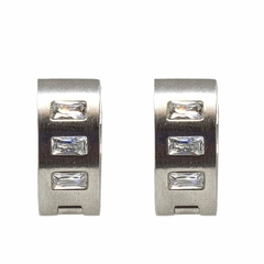 Argollitas de acero triangular con baguettes - comprar online