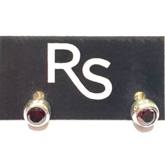 Aros susanitos de plata italiana en virola con circon rojo de 5 mm
