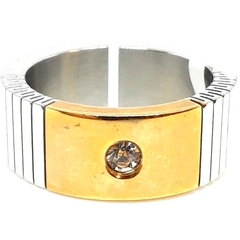 Anillo regulable de acero y centro rose con cubic
