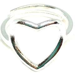Anillo corazon calado de acero blanco nro.15