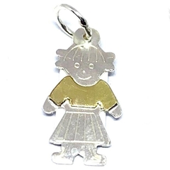 Dije nena de plata y remera de oro de 1,7 cm de alto x 1 cm de ancho - comprar online