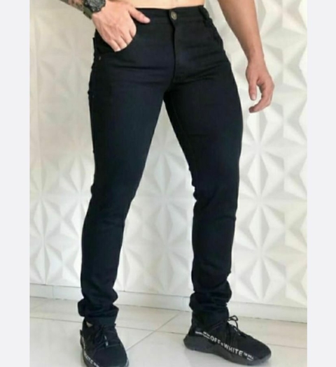 Calça Jeans Masculina Básica Tradicional Com Elastano Preto