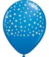 Globo látex 10" azul con estrellas blancas x10