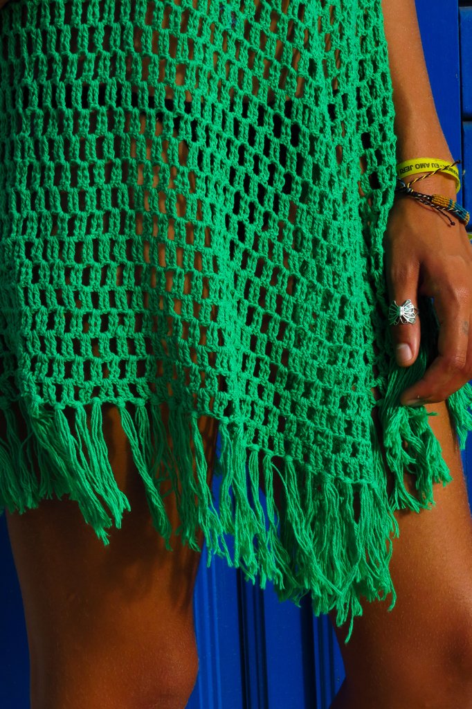 Springfield Vestido Largo Escote Crochet Viscosa Sostenible Verde