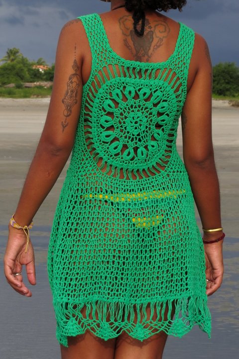 Vestido sereia longo crochê frente unica verde - R$ 169.00, cor Verde  (sensual) #57843, compre agora