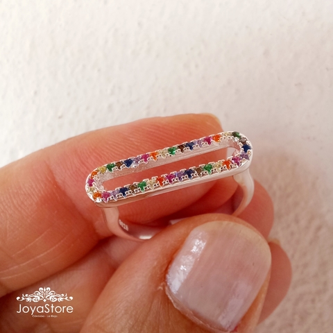 anillo cristales multicolor