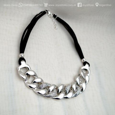 COLLAR DE PLATA Y GAMUZA