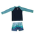 Conjunto Infantil Praia Camiseta Manga Longa e Sunga e Chapéu Azul Claro - comprar online
