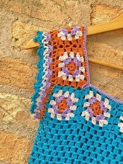 Crochê Turquesa Flores - comprar online