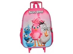 Mochila De Rodinha Escolar Em 3d Angry Birds Meninas Rosa