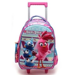 Mochila Infantil De Rodinha Em 3d Angry Birds Meninas Rosa - Alfa Beleza