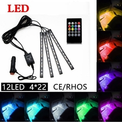 Led Interno Rgb Carro Tuning Neon 7 Cores Controle 12 Leds/f