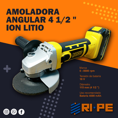 Amoladora angular 4 1/2 " - Ion litio - BAROVO (no incluye bateria) - comprar online
