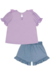 CONJUNTO DE BATA EM MEIA MALHA E SHORTS EM JEANS LIZ COM ELÁSTANO - comprar online