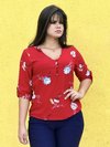 Blusa estampa floral manga longa