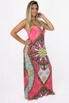 Vestido longo de alça estampa boho