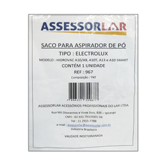 517876 SACO P/ASPIR.ELECTROLUX ( PANO ) HIDR A10 SMART/A9/A10T/A13 / C/1 UNID .967