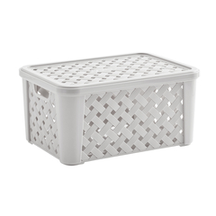 518166 CESTO CAIXA ORGANIZADOR PARAMOUNT RATTAN C/ TAMPA BCO 21X51X35CM 711