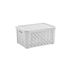 518167 CESTO CAIXA ORGANIZADOR PARAMOUNT RATTAN C/ TAMPA BCO 35X25X17CM 710