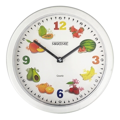 518294 RELOGIO PAREDE MAXTIME REDONDO 23CM FRUTAS BRANCO MX 40005-8