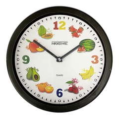 518295 RELOGIO PAREDE MAXTIME REDONDO 23CM FRUTAS PRETO MX 40006-5