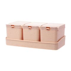 519880 PORTA TEMPERO DE BAMBU E PP LINES C/COLHER 10CMX18X7CM CONJ.3PÇS ROSA 5210 - comprar online