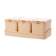 519881 PORTA TEMPERO DE BAMBU E PP LINES C/COLHER 10CMX18X7CM CONJ.3PÇS BEGE 5209 - comprar online