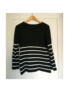 Sweater TURIA negro con rayas blancas