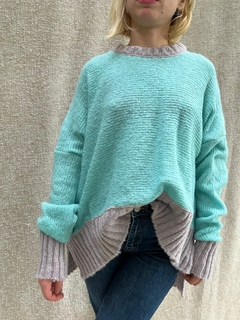Imagen de Sweater PENSAMIENTO verde agua celeste nude