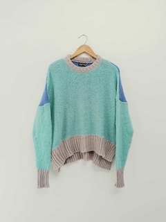 Sweater PENSAMIENTO verde agua celeste nude