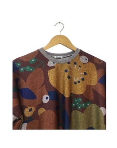 Sweater PONCHO flor bordo - comprar online