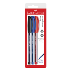 Caneta Esferográfica Trilux Preto/Azul/Vermelho 1,0mm Faber Castell