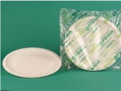 Plato plano desechable en almidón maíz biodegradable grande 26cm (10") paquete 20und