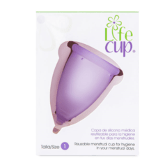 Copa menstrual lila 100% silicona médica hipoalergénica