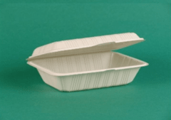 Portacomidas rectangular desechable en almidón maíz biodegradable mediano 500 ml (J1) paquete 20und