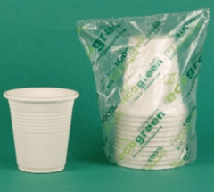 Vaso desechable en almidón maíz biodegradable medio grande 237ml (8 onz) paquete 25und