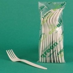 Tenedor en almidón maíz biodegradable paquete 25und