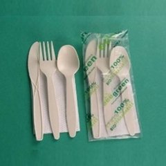 Set 3 piezas + servilleta en almidón maíz biodegradable caja 100 kits - comprar online