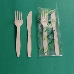 Set cuchillo y tenedor en almidón maíz biodegradable caja 100 kits - comprar online