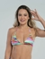 Colorful Palm Tree Print Crunch Bikini Top