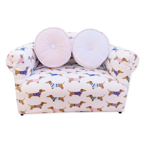 Sillón Infantil Doble Modelo Salchichas + Kit Almohadones