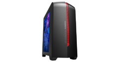 GABINETE GAMER GAMEMAX H601 BR NEGRO - ROJO - FAN INCLUIDOS