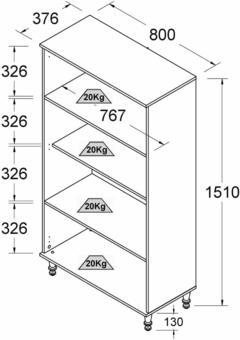 Cristaleira Estante Ditália 2 Portas Vidro - comprar online