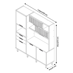 Cozinha Loft Imperatriz 6 portas 2 gavetas 100% MDF- Nesher - EletromoveisClauro