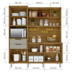 Cozinha Loft Imperatriz 6 portas 2 gavetas 100% MDF- Nesher - comprar online