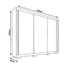 Roupeiro Evoque 100% MDF, 3 portas de correr, 6 gavetas  Bom Pastor - EletromoveisClauro