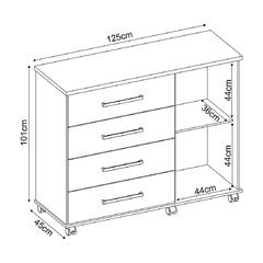 Cômoda Flora com Sapateira, 4 Gavetas, 1 Porta - Demóbile - EletromoveisClauro