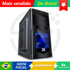 GABINETE GAMER ORION COM JANELA FRONTAL EM ACRÍLICO PRETO COM FRENTE 120MM LED AZUL