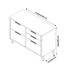 Balcão 1 Porta 4 Gavetas 120cm Imperatriz 100% MDF - Nesher - EletromoveisClauro